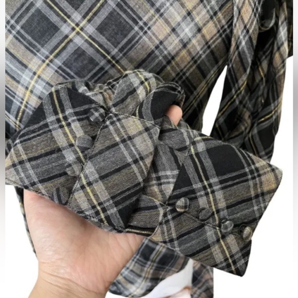 Veronica Beard Wade Metallic Plaid Blouse Shirt Top Size 8 $295 - Picture 6 of 9